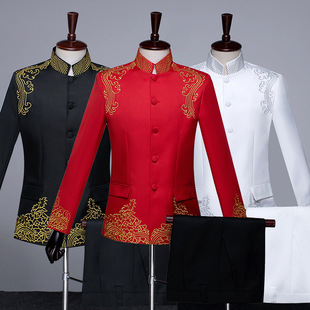 Zhongshan costume costume men's embroidered elderly chorus youth Chinese style host costume men's graduation costume
