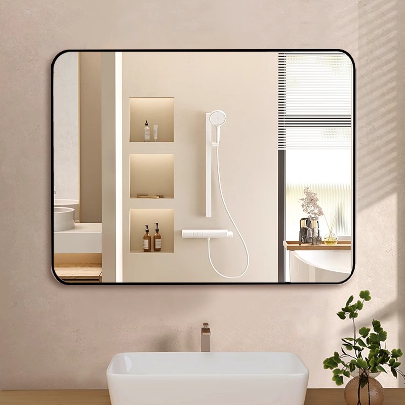 Mirror Bathroom Mirror Bathroom Toilet Wall Self-adhesive Punch-free Dressing Makeup Mirror HD Glass Mirror