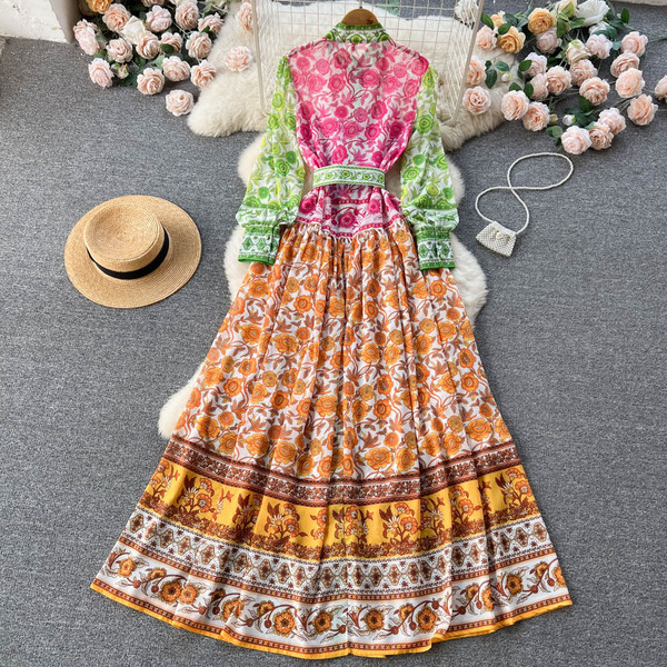 Demi-season retro long skirt
