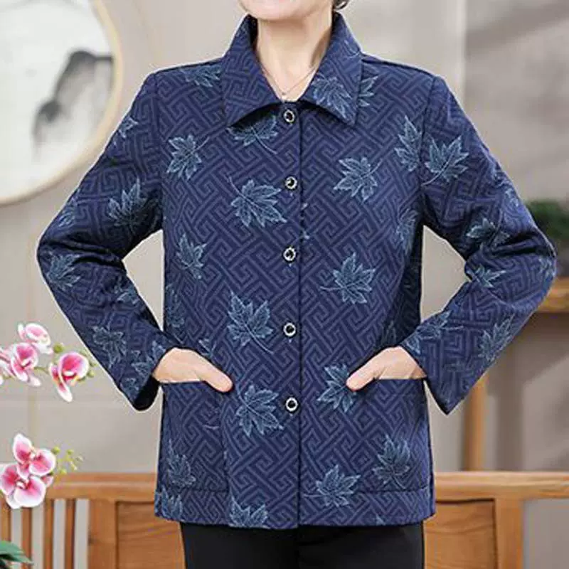 新款时尚妈妈装中老年人衣服女装春秋上衣奶奶外套老太太长袖秋衣