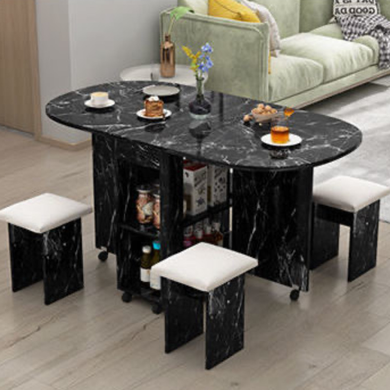 Mesa de comedor plegable doméstica móvil retráctil rectangular simple mesas y sillas multifuncionales de tipo pequeño mesas de comedor combinadas