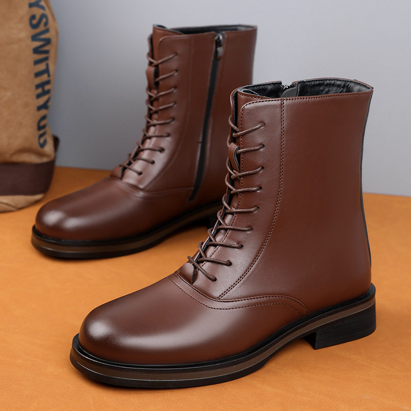 Giày bốt Martin nam cổ cao gót 3–5 cm, dây buộc phía trước, phong cách casual — Z7126 màu đen, z7126 màu nâu