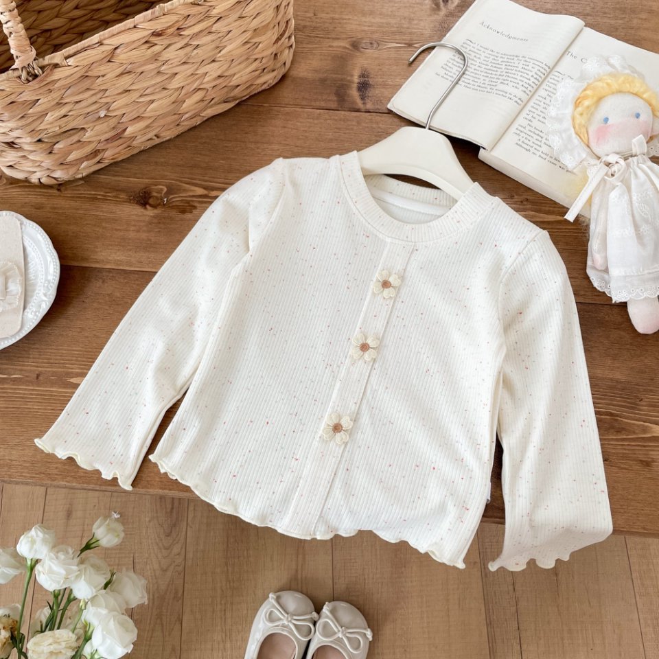 Girls' Autumn Clothing Colorful Polka Dot Base Shirt Casual Inner Wear Children's Stretchy Korean Style Top Baby Outfit for Young Children