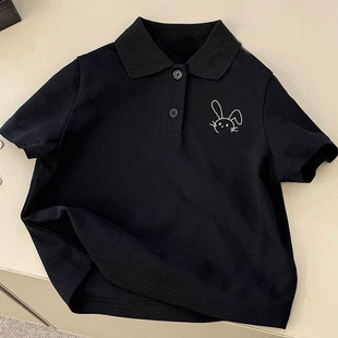 Wholesale Cross-Border Polo Collar Children's Short-Sleeve T-Shirt for Boys and Girls, Summer Cartoon Thin Base Top for Older Children Trendy