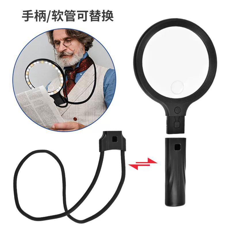 Перезаряжаемая подвесная ручка на шею, увеличительное стекло, 30 светодиодов, 10-кратное чтение, настольный портативный компьютер, бестселлер Amazon, 138 мм