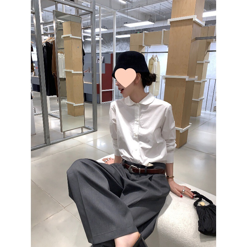 le rouge Zhou Meimei casual style versatile autumn doll collar loose layered shirt le rouge Zhou Meimei casual style versatile autumn doll collar loose layered shirt