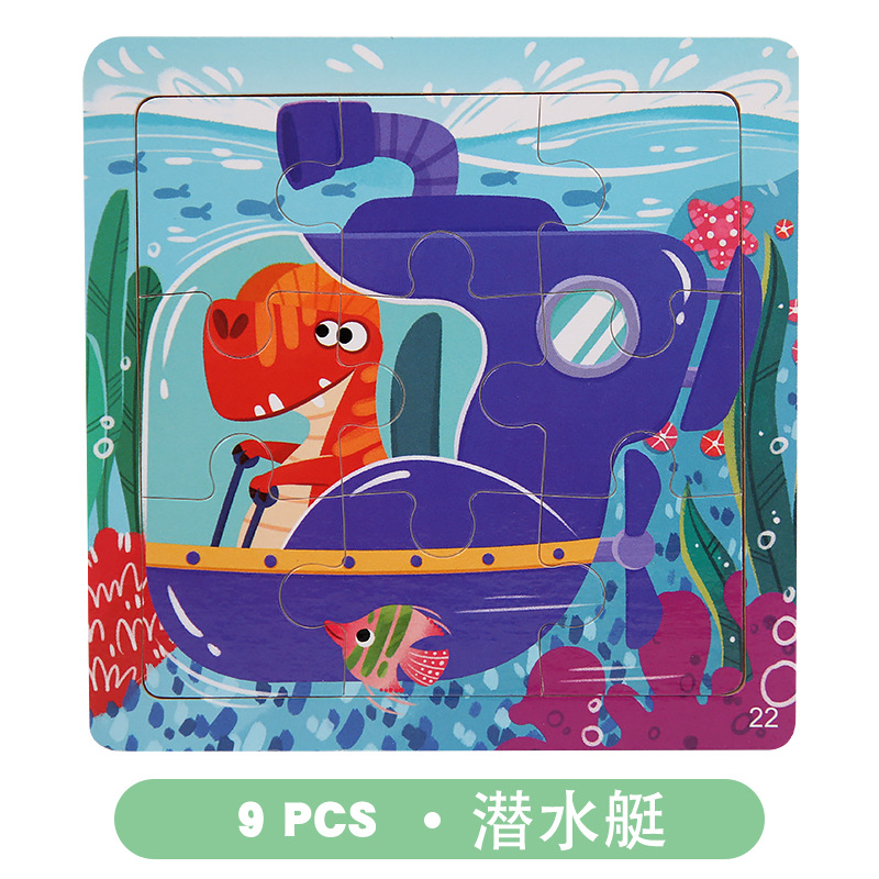 Rompecabezas de madera transfronterizo para niños juguetes educativos jardín de infantes educación temprana 9 piezas rompecabezas 3-6 rompecabezas de color cognitivo para bebés