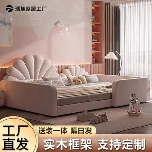 Modern Tatami Three-Child Family Bed, Two-Child Bed, Spliced ​​Bed, Family of Four, Mother Bed, Children's Guardrail, Widened Bed