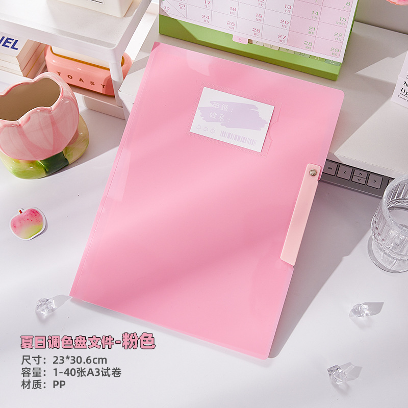 Carpeta de paleta de verano de alto valor Nueva carpeta de archivos de oficina Carpeta de almacenamiento de papel de prueba para estudiantes de secundaria y preparatoria