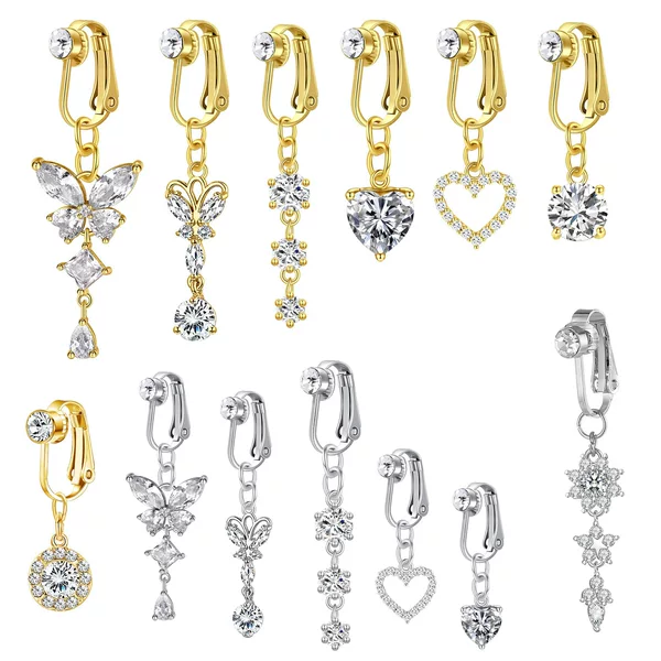 Jewelry Manufacturer European and American Non-Piercing Belly Button Rings Cross-Border Amazon Belly Button Rings Shein Temu Belly Button Studs Clip-On