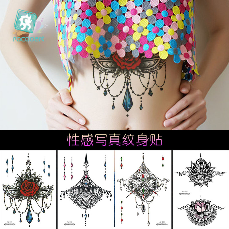 Ricaron étanche fleur bras tatouage autocollants déesse sexy bras poitrine cicatrice couvrant autocollants autocollant de tatouage
