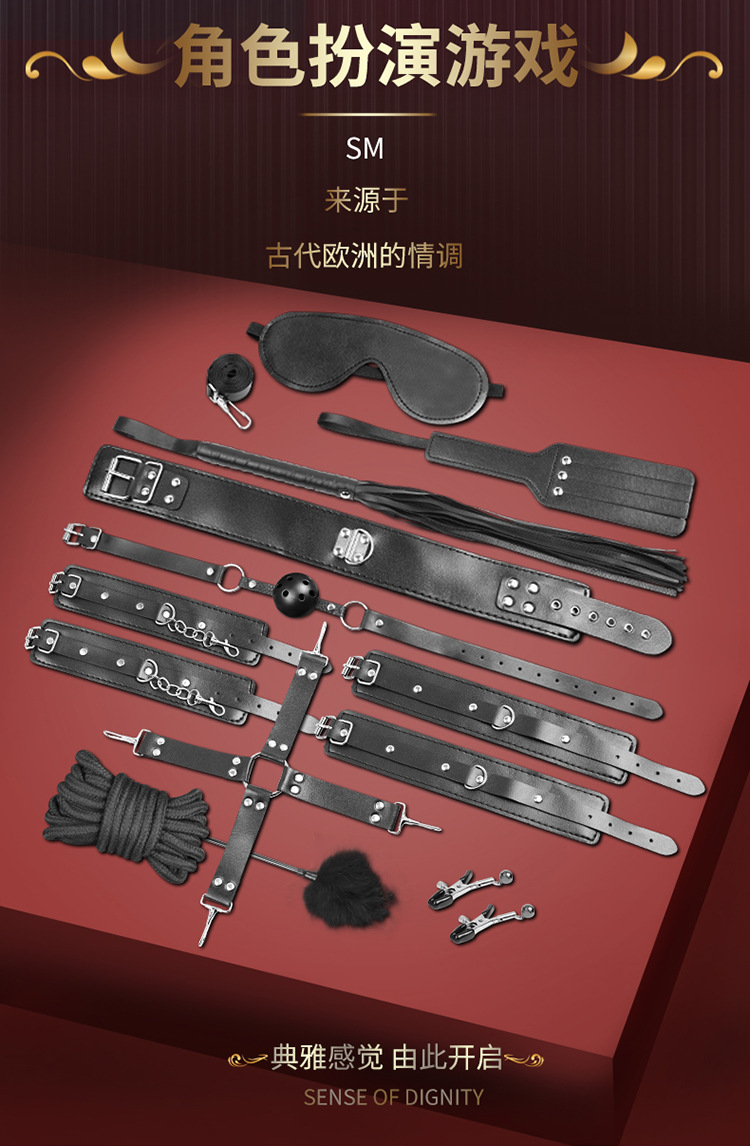 12-Piece Bondage Kit with Handcuffs, Nipple Clamps and Mouth Ball — detail image 17