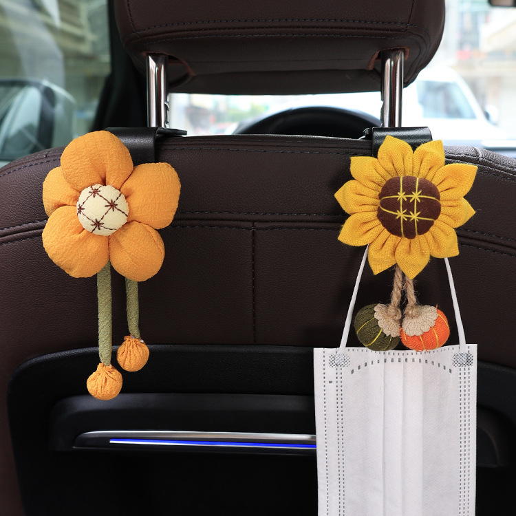Gancho para automóvil, respaldo del asiento, filas delanteras y traseras, flores lindas, almacenamiento multifunción para automóvil, respaldo, gancho pequeño, suministros para automóvil