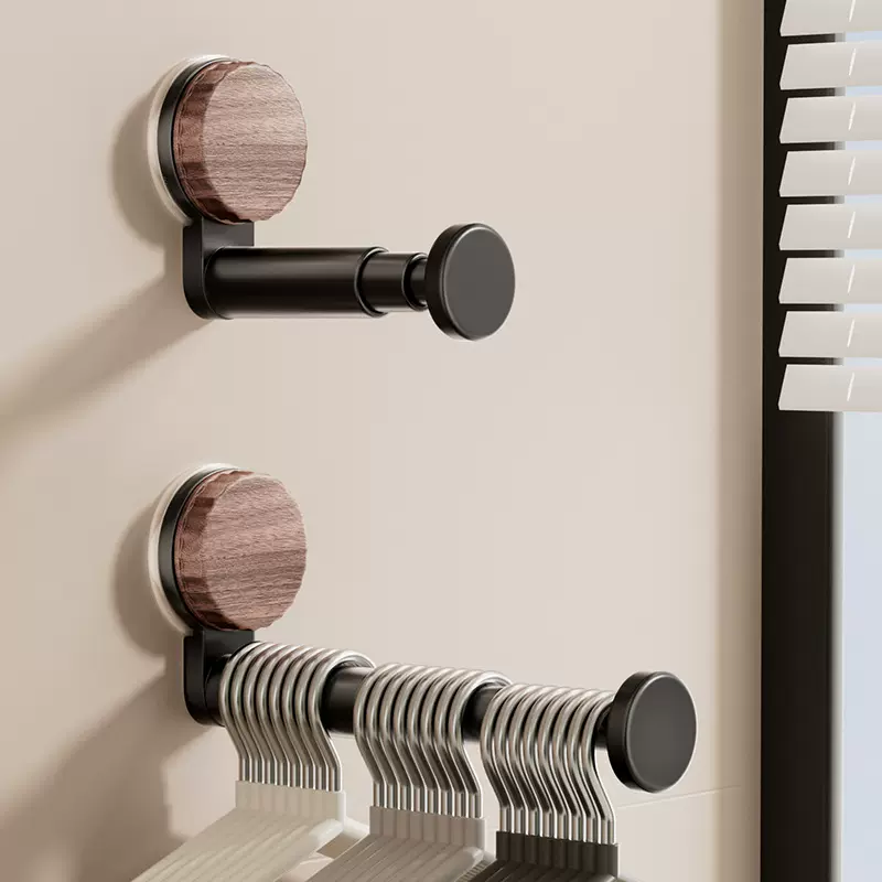 吸盘阳台衣架墙上置物架收纳神器中古风多功能伸缩挂钧家用挂衣架