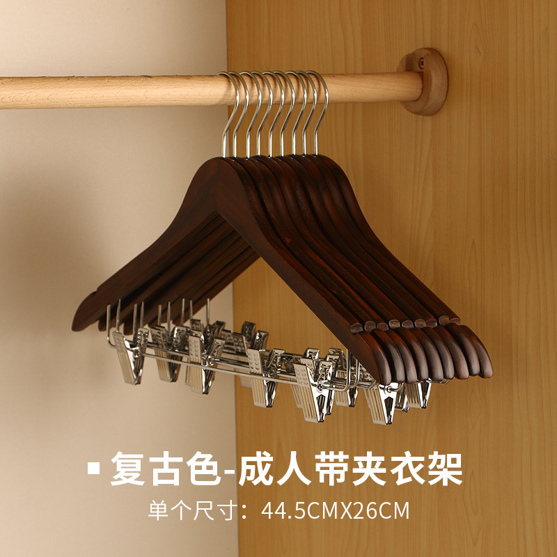 Percha de madera hotel especial percha de ropa de madera sólida tienda de ropa antideslizante percha de ropa de madera fuente al por mayor