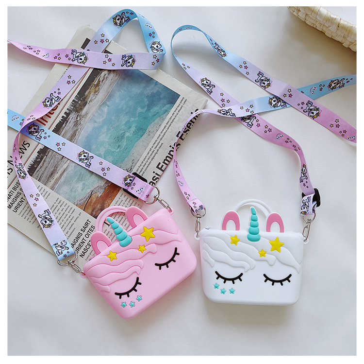 90g Weight Nylon Lining Material Zipper Closure Type Single Shoulder Strap Strap Type Animal Pattern White, Pink, Red Color Cute Cartoon  Silicone Bag 20