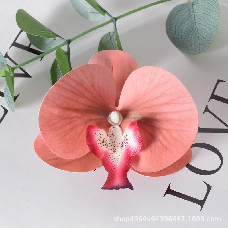 Película blanca Phalaenopsis flor cabeza pétalo simulación flor accesorios tocado horquilla diy flor decorativa de boda hecha a mano
