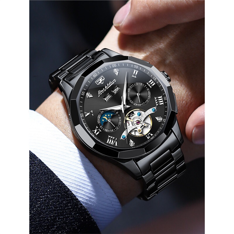 Swiss Genuine Brand New Men's Watch, Men's Fully Automatic Mechanical Watch, Hollow Multi-Function Watch, Luminous and Waterproof Swiss Genuine Brand New Men's Watch, Men's Fully Automatic Mechanical Watch, Hollow Multi-Function Watch, Luminous and Waterproof