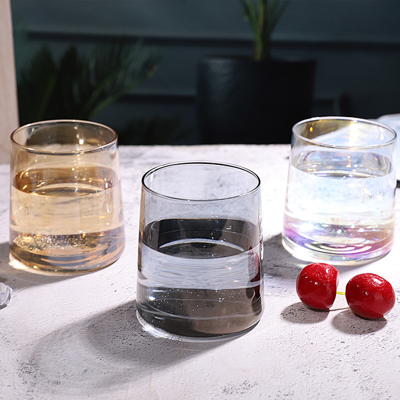 Taza colorida de whisky, taza de vidrio de alto valor, taza de vino de whisky, taza de té con leche de alta calidad, taza de té de niña suave