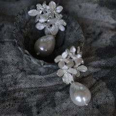 オリジナルデザイン手作り925純銀花クラスタ真珠イヤリングピアス