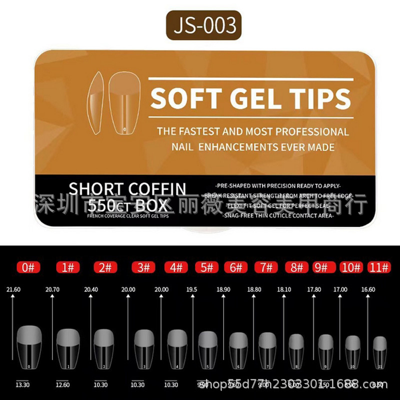 Nueva caja blanca de porcelana de manicure 550 piezas ultra delgada sin marcas esmerilado ballet cuadrado sin grabar uñas falsas