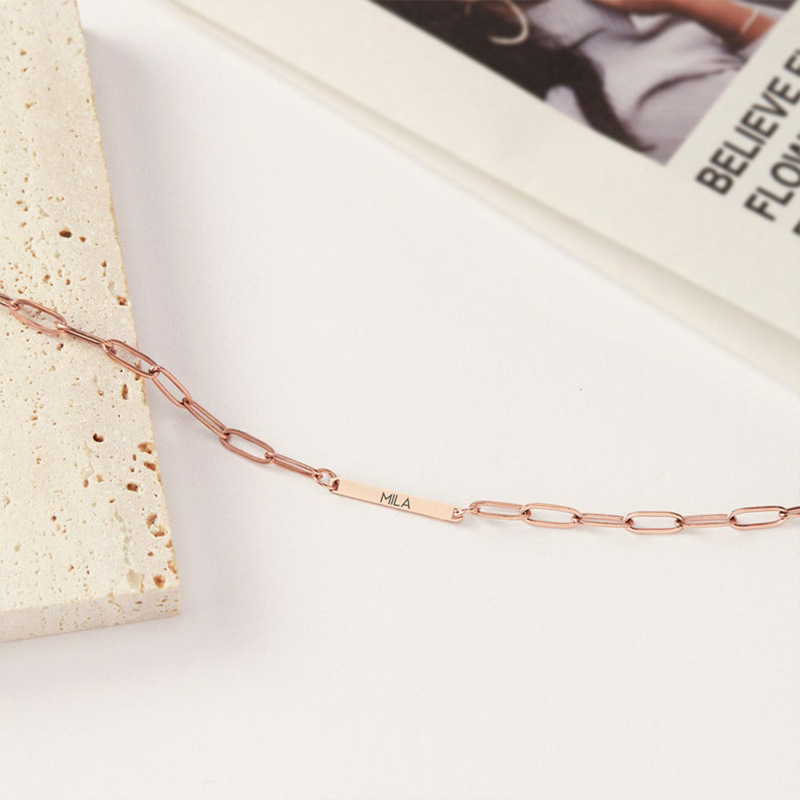 Collana versatile per clavicola da donna in acciaio inossidabile con graffetta in acciaio inossidabile, personalizzata e creativa, fai da te_voghion.com