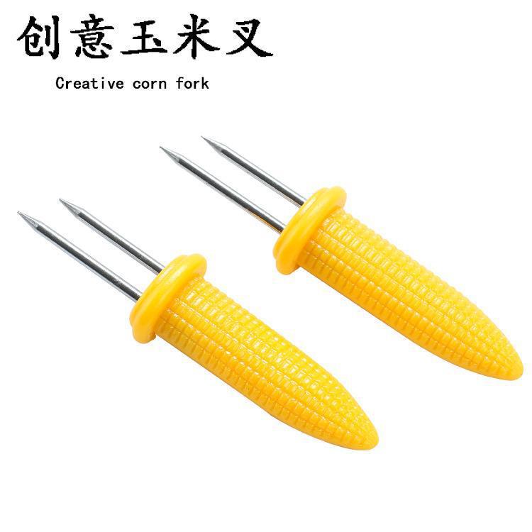 Small stainless steel corn skewers in stock, creative barbecue forks, kitchen tools, outdoor barbecue tools, fruit forks