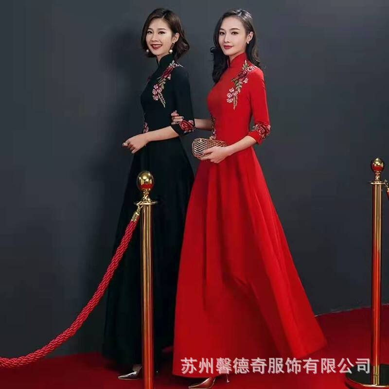 Chorus Festival costume women's long dress solo stage annual meeting speech conductor choir hotel etiquette dress