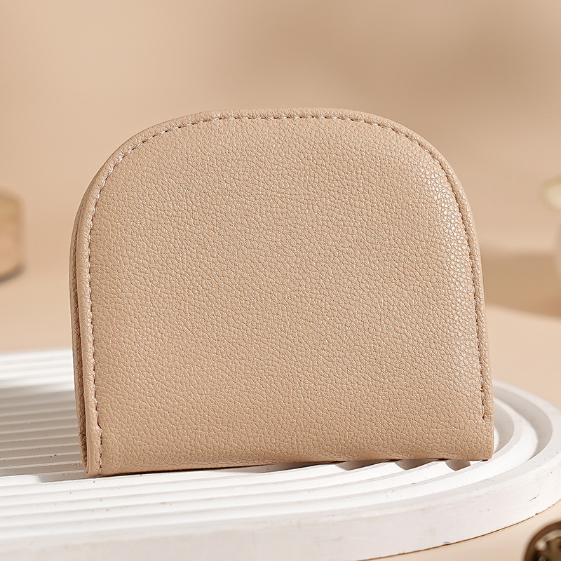 Nuevo medio círculo mini mujer simplista simplista cartera compacta multi-tarjeta de color sólido multi-cartera de cambio corta