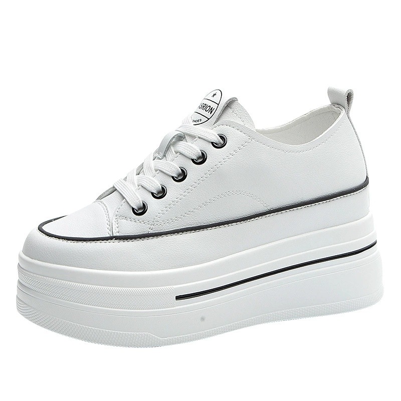 Foreign Trade Casual White Women's Shoes Comfortable Soft Surface Spring And Autumn High-End Thick Sole Height Increase_voghion.com