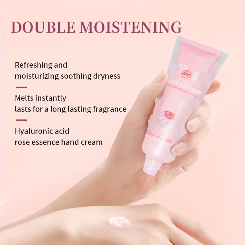 USHAS Comercio exterior europeo y americano Cross-border Rose Crema de manos de doble tubo Hidratante Hidratante Hidratante Hidratante, Anti-seco y agrietado Hidratante HA204