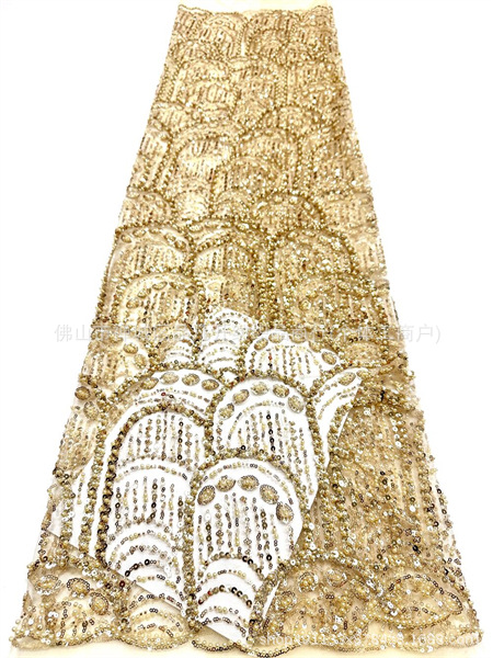 Tejido de bordado de perlas tridimensionales de bordado de perlas de clavos de moda atmósfera europea y americana vestido de boda vestido de moda tela