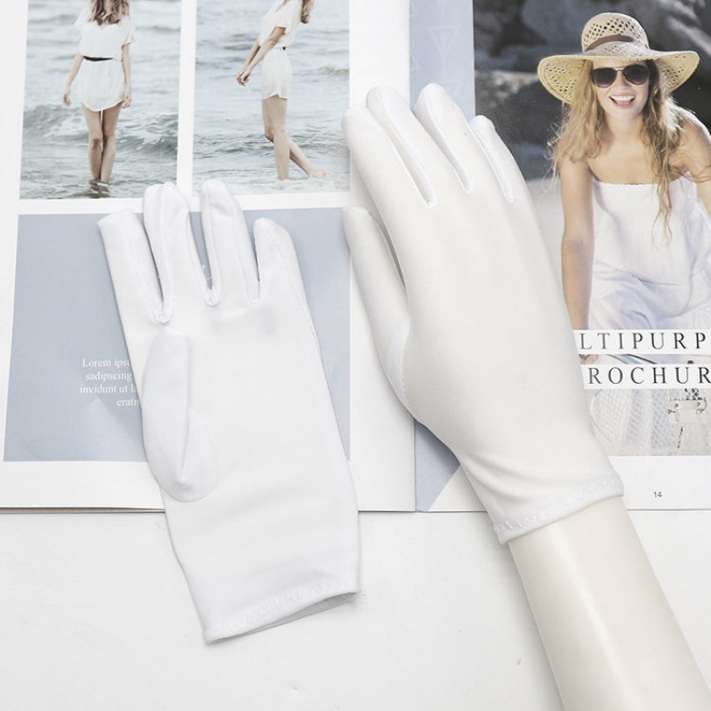 Summer sun protection thin gloves for men and women square dancing and driving spandex elastic black and white ceremonial autumn