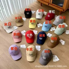 現物韓国marithe古典的な刺繍ロゴのトランペット文字はシンプルでカジュアルな野球帽を調節できる