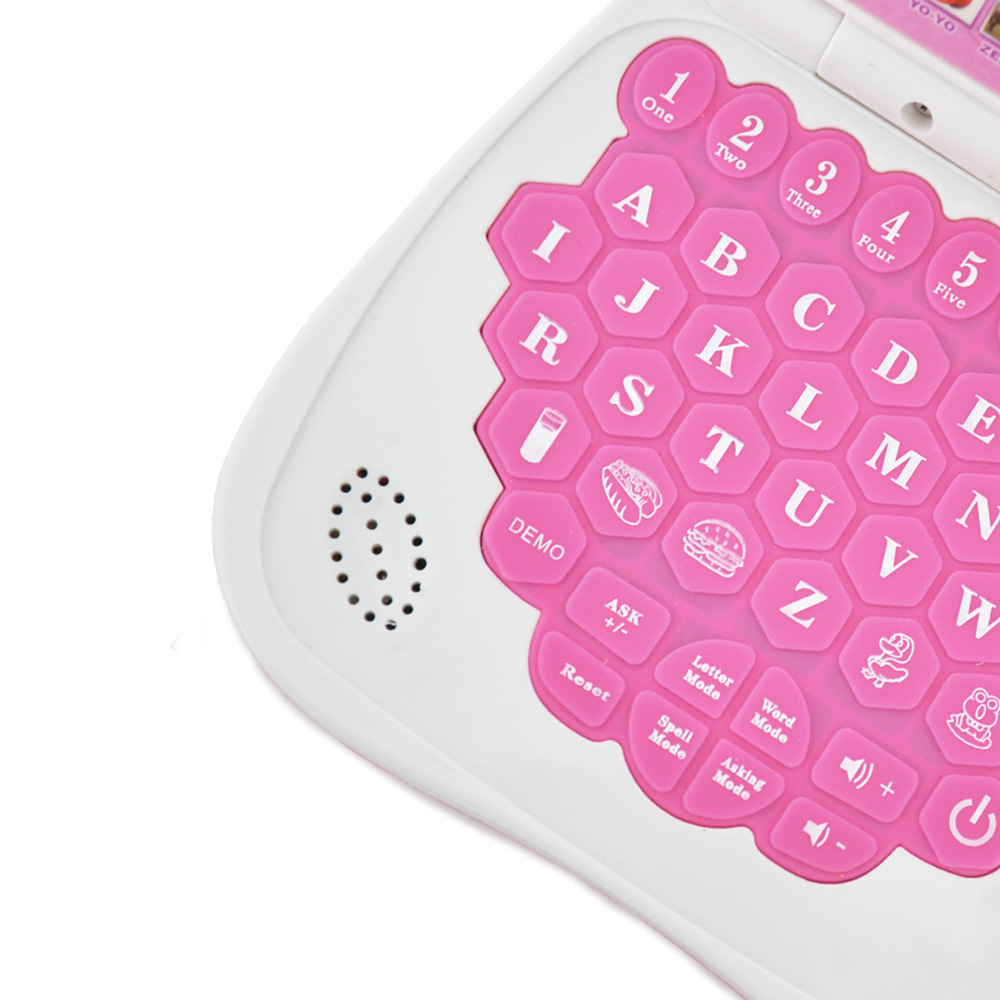 Juguetes para niños en stock Rosa sonido táctil inglés punto máquina de lectura Español Francés aprendizaje máquina pequeña computadora juguete
