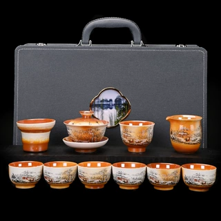 仿柴烧手工功夫茶具家用日式泡瑞雪兆丰年商务礼品茶具套装公司LG