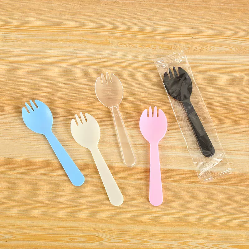 批发一次性勺子叉勺独立包装塑料一冰激凌塑料小勺加厚蛋糕甜品勺