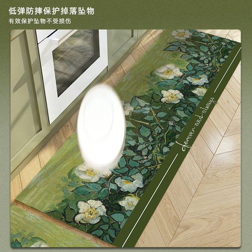 Kitchen floor mats new diatom mud water-absorbing and oil-absorbing foot mats non-slip and stain-resistant carpet strips wipeable door mats for home use