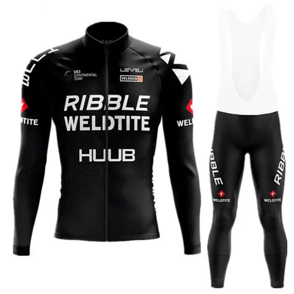 Cross-border exclusive for winter HUUB fleece cycling clothing bicycle fleece-lined warm round France event long sleeve suit