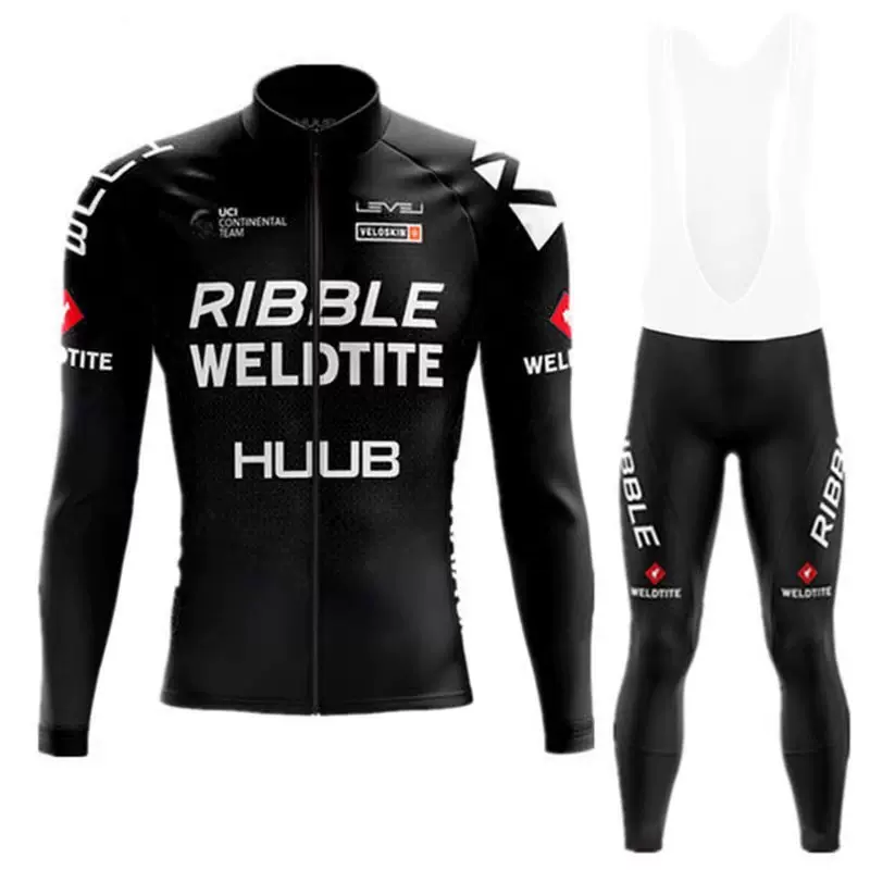 跨境专供冬季HUUB抓绒骑行服自行车加绒保暖 环法赛事长袖套装