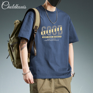 Heavy Cotton Short-sleeved T-shirt Men's Summer Clothes American Style High Street Loose Ins Trendy Brand Men's T-shirt Top