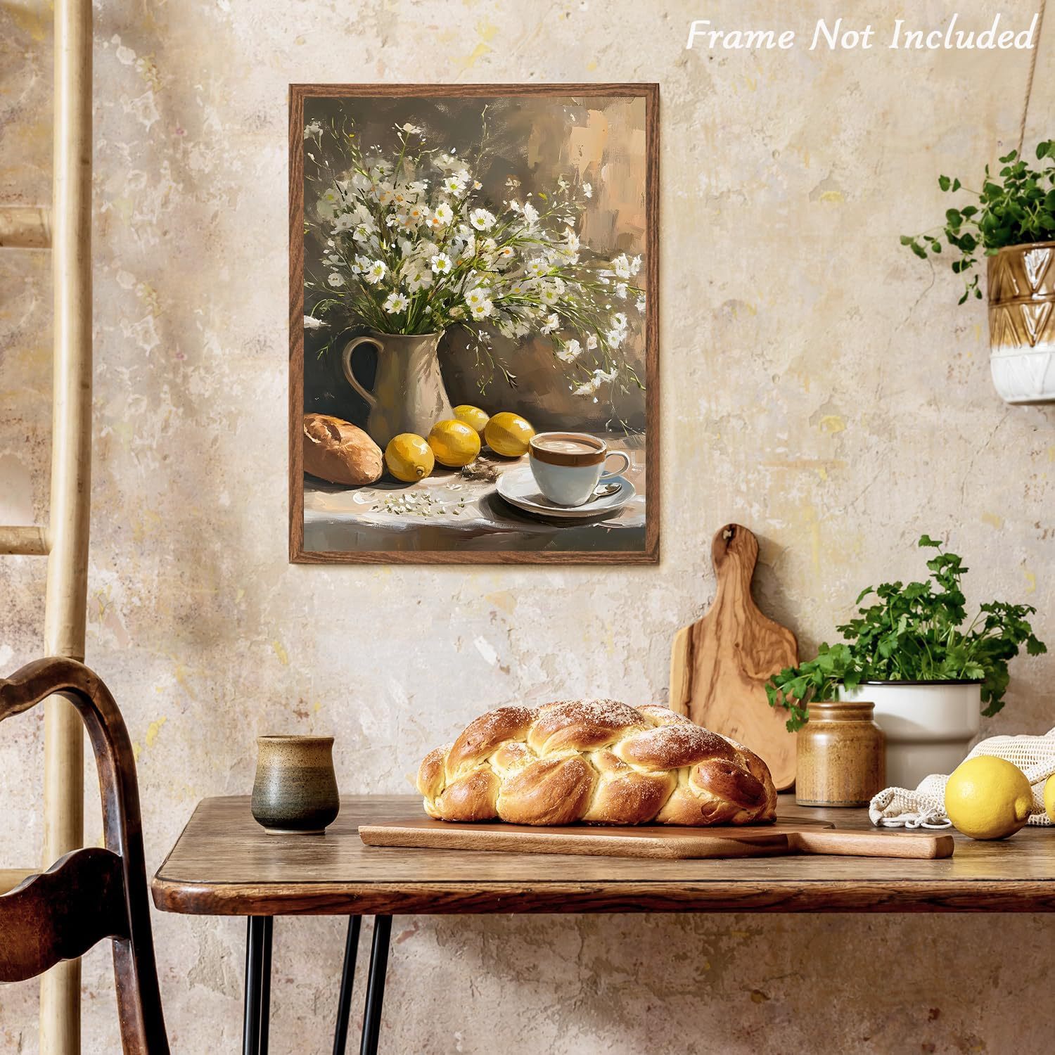 Vintage Floral Art Poster Lemon Kitchen Painting Wall Decor Daisy Still Life Print Bedroom Living Room