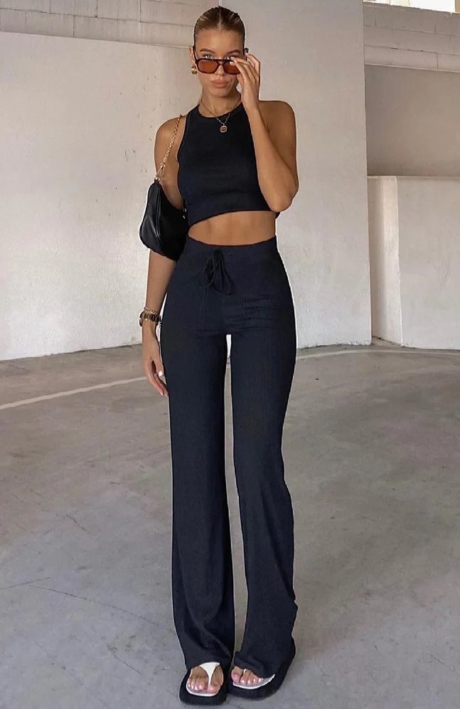 350g Weight Short Sleeve Sleeve Length Polyester Fabric Type Pant Co-ord Set Sets Type 2 Pieces Set Quantity Holiday, Daily Occasion Round Neck Neckline Slim Fit Type Solid Color Pattern Spring Season Women's Gender Streetwear Style Holiday Daily Women's Streetwear Solid Color Polyester Pant Co-ord Set Pants Sets 47