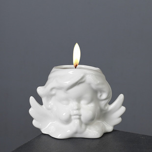 Supply Cross-border Amazon Little Angel Shape Aromatherapy Candle Holder Photo Props Home Decoration Ceramic Candle Holder