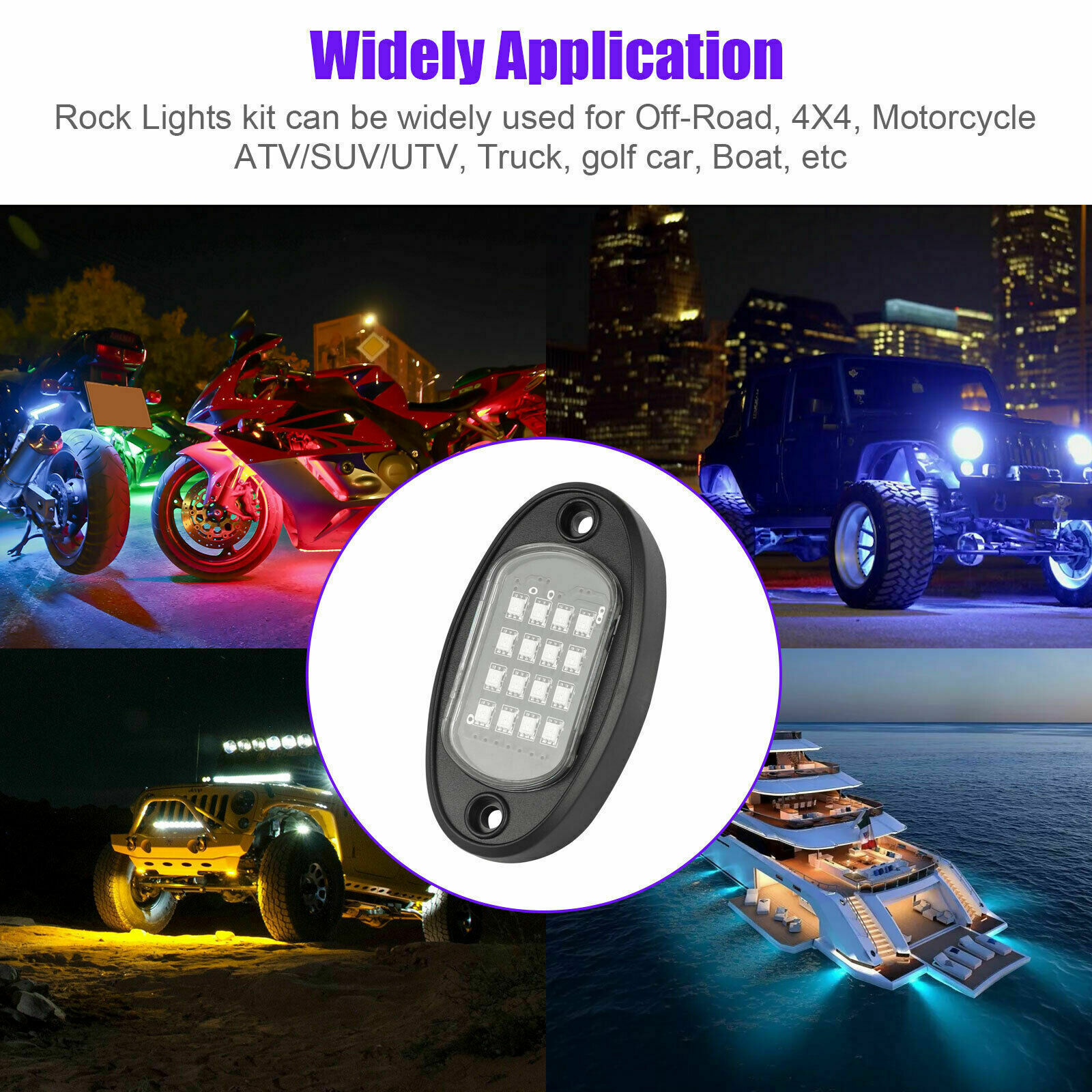Transfronterizos dedicados a la lámpara de chasis de automóviles LED, un remolque, cuatro luces de atmósfera, música colorida, decoración de control remoto Bluetooth RGBAPP