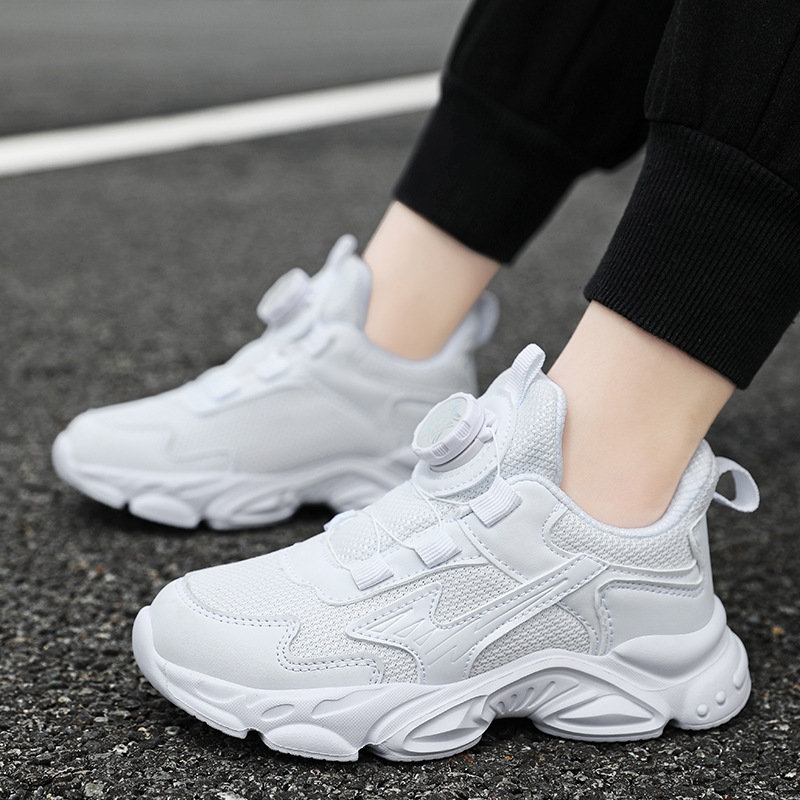 Zapatos blancos para niños primavera y otoño nuevos zapatos blancos de malla para niños y niñas zapatos negros para estudiantes primarios zapatos escolares para niños