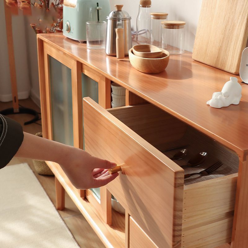 Scandinavian Modern Minimalist Solid Wood Tea Storage Cabinet Restaurant Sliding Door with Drawer Storage Cabinet Sliding Door