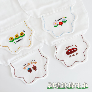 Ins Style Korean Style Baby Cotton Sweat Absorbent Towel Baby Pad Back Towel Four-Layer Gauze Breathable Soft Fashionable Sweat Towel