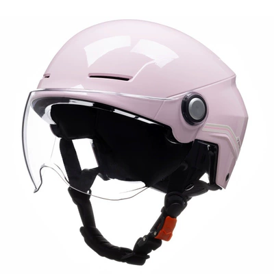 Motosiklet kaskı (dəbilqə): helmet electric car women's summer - cherry-pink-with-short-transparent
