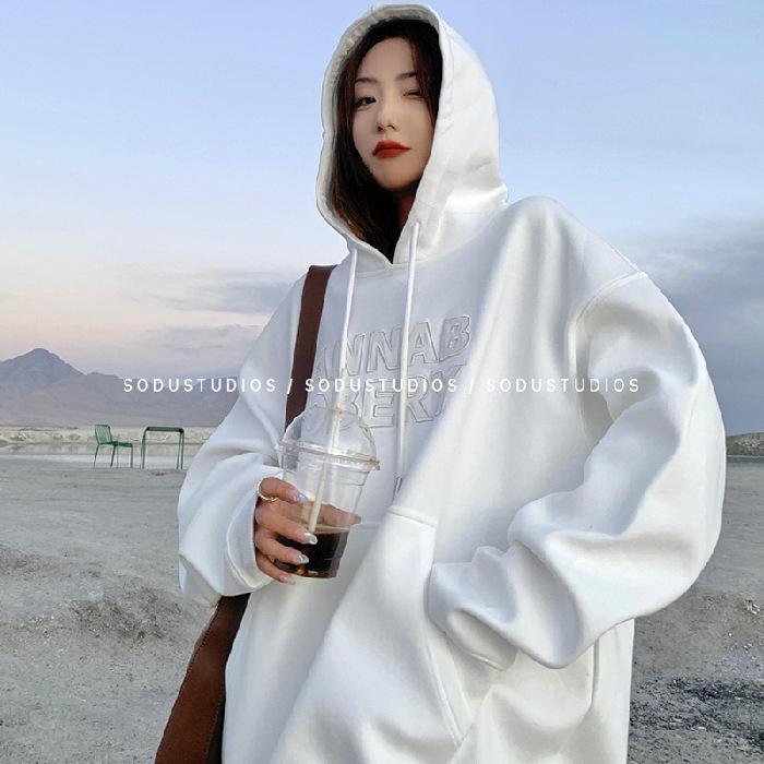 加绒连帽卫衣女秋冬宽松韩版新款女士学生上衣女装东南亚外贸|undefined